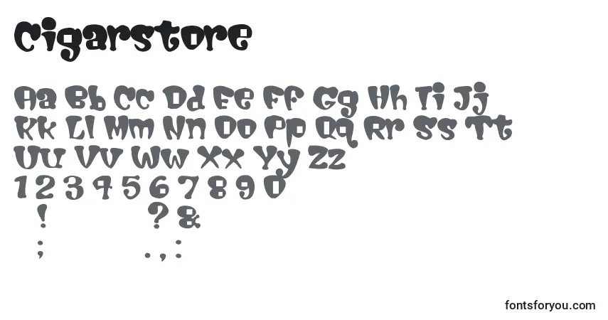 Шрифт Cigarstore – алфавит, цифры, специальные символы