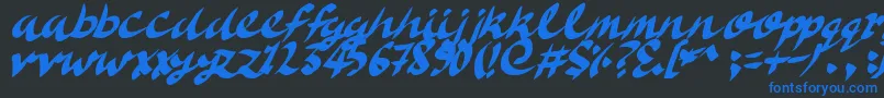DeliciousDoom-Schriftart – Blaue Schriften auf schwarzem Hintergrund