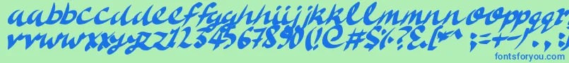 DeliciousDoom-Schriftart – Blaue Schriften auf grünem Hintergrund