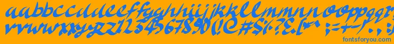DeliciousDoom-Schriftart – Blaue Schriften auf orangefarbenem Hintergrund