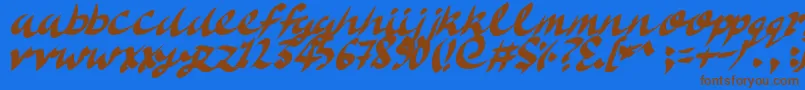 DeliciousDoom-Schriftart – Braune Schriften auf blauem Hintergrund