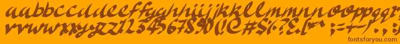DeliciousDoom-Schriftart – Braune Schriften auf orangefarbenem Hintergrund