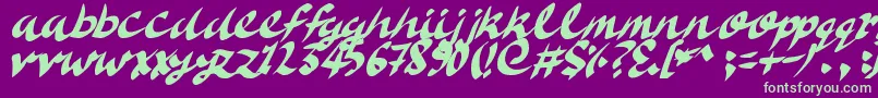 DeliciousDoom-Schriftart – Grüne Schriften auf violettem Hintergrund