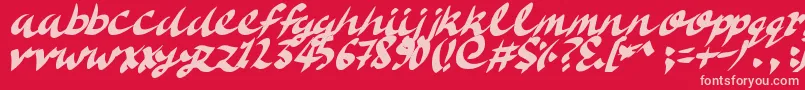 DeliciousDoom-Schriftart – Rosa Schriften auf rotem Hintergrund
