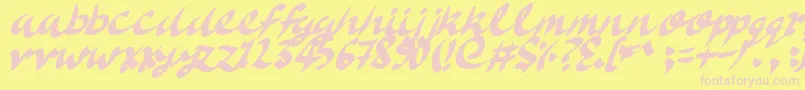 DeliciousDoom-fontti – vaaleanpunaiset fontit keltaisella taustalla