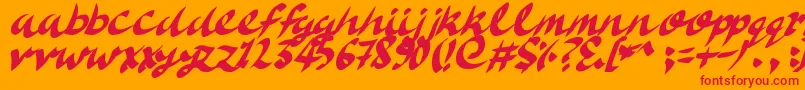 DeliciousDoom-Schriftart – Rote Schriften auf orangefarbenem Hintergrund