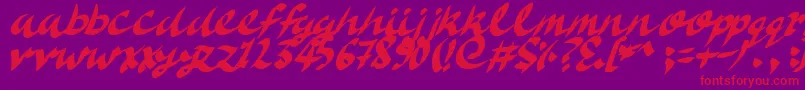 DeliciousDoom-Schriftart – Rote Schriften auf violettem Hintergrund