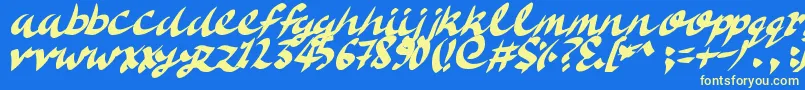 DeliciousDoom-Schriftart – Gelbe Schriften auf blauem Hintergrund
