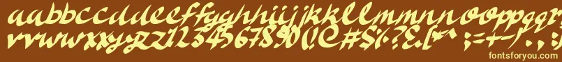 DeliciousDoom-fontti – keltaiset fontit ruskealla taustalla