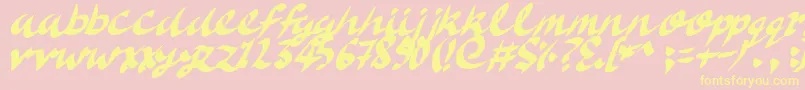 DeliciousDoom-Schriftart – Gelbe Schriften auf rosa Hintergrund