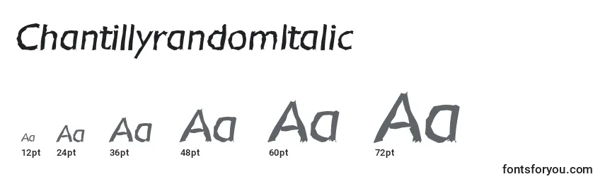Размеры шрифта ChantillyrandomItalic