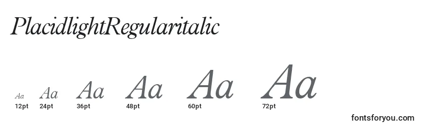 Размеры шрифта PlacidlightRegularitalic