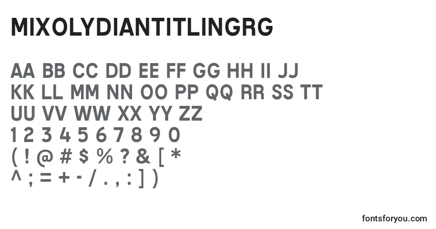 A fonte MixolydianTitlingRg – alfabeto, números, caracteres especiais