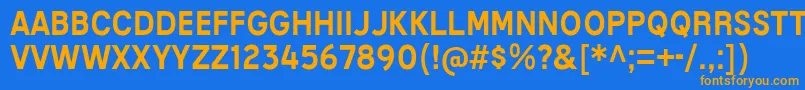 フォントMixolydianTitlingRg – オレンジ色の文字が青い背景にあります。