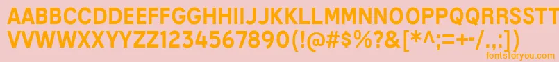 フォントMixolydianTitlingRg – オレンジの文字がピンクの背景にあります。