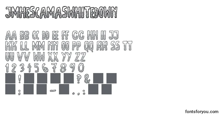 Шрифт JmhEscamasWhiteDown (51631) – алфавит, цифры, специальные символы