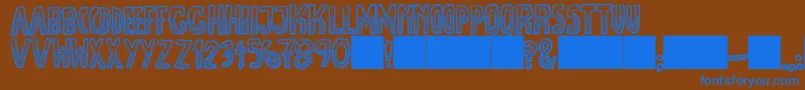 フォントJmhEscamasWhiteDown – 茶色の背景に青い文字