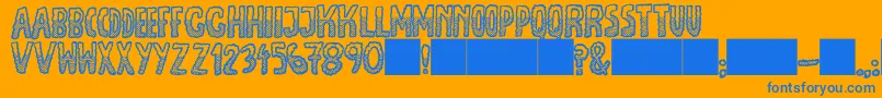 More about JmhEscamasWhiteDown Font JmhEscamasWhiteDown Font – Blue Fonts on Orange Background