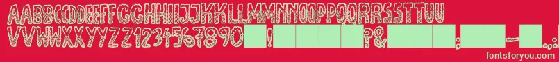 Шрифт JmhEscamasWhiteDown – зелёные шрифты на красном фоне