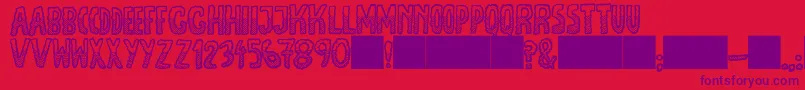 JmhEscamasWhiteDown-Schriftart – Violette Schriften auf rotem Hintergrund