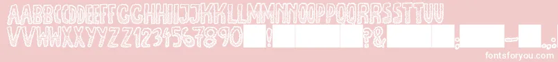 JmhEscamasWhiteDown-fontti – valkoiset fontit vaaleanpunaisella taustalla