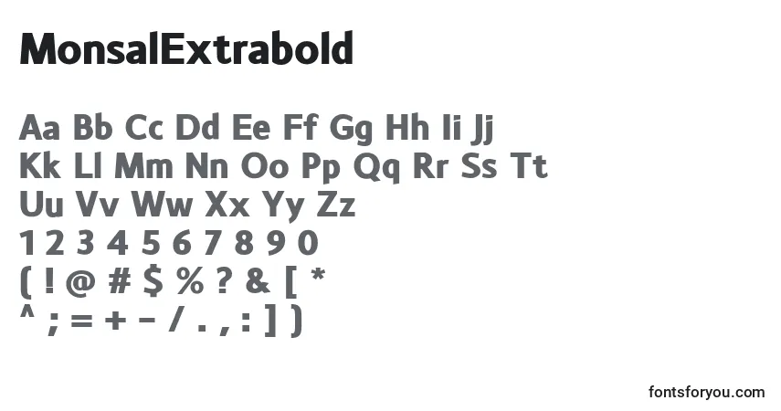 MonsalExtraboldフォント–アルファベット、数字、特殊文字