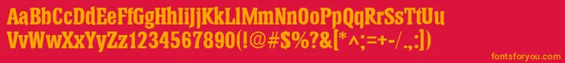 HeliumBold-Schriftart – Orangefarbene Schriften auf rotem Hintergrund