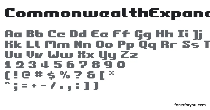 Schriftart CommonwealthExpanded – Alphabet, Zahlen, spezielle Symbole