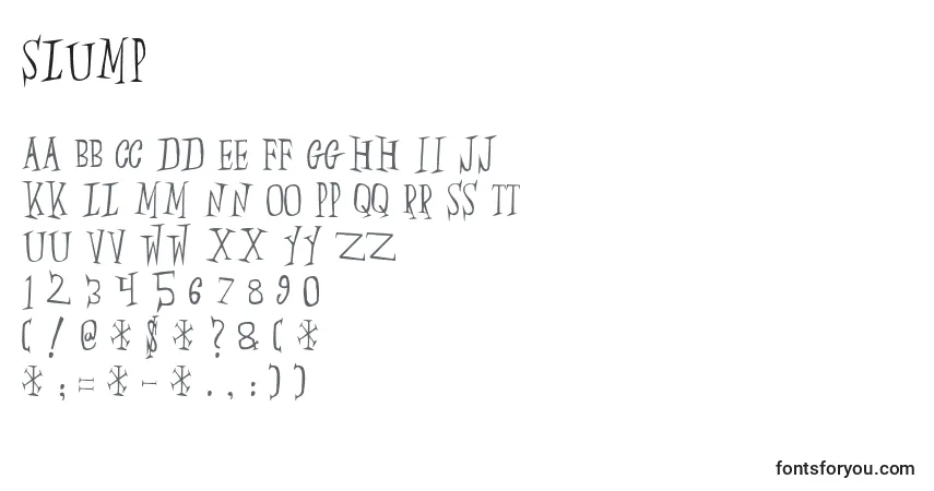 Schriftart Slump – Alphabet, Zahlen, spezielle Symbole