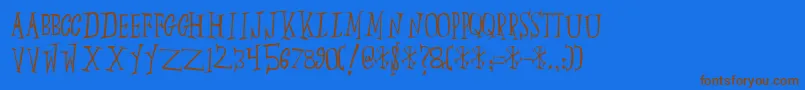 フォントSlump – 茶色の文字が青い背景にあります。