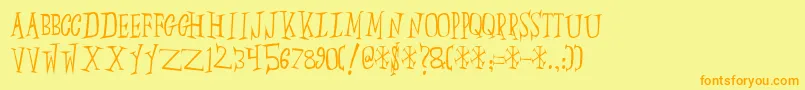 Slump-fontti – oranssit fontit keltaisella taustalla