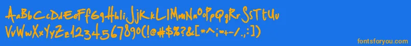 StSharpiePrint Font – Orange Fonts on Blue Background