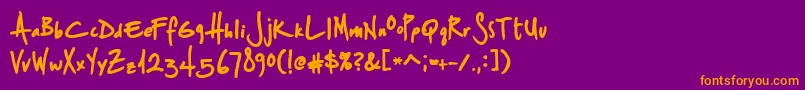 StSharpiePrint-fontti – oranssit fontit violetilla taustalla