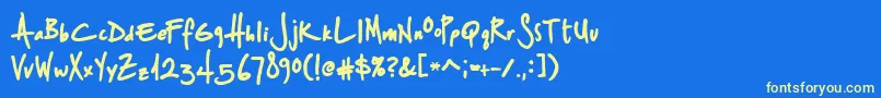 StSharpiePrint Font – Yellow Fonts on Blue Background