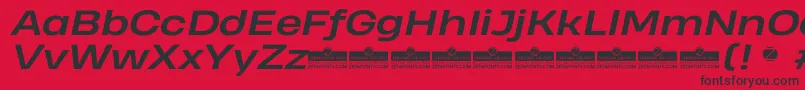Fonte HeadingProWideBoldItalicTrial – fontes pretas em um fundo vermelho