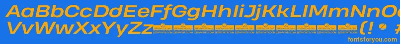 HeadingProWideBoldItalicTrial Font – Orange Fonts on Blue Background