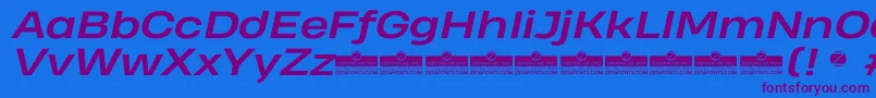 HeadingProWideBoldItalicTrial Font – Purple Fonts on Blue Background