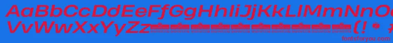 HeadingProWideBoldItalicTrial-Schriftart – Rote Schriften auf blauem Hintergrund