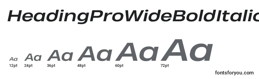 HeadingProWideBoldItalicTrial Font Sizes
