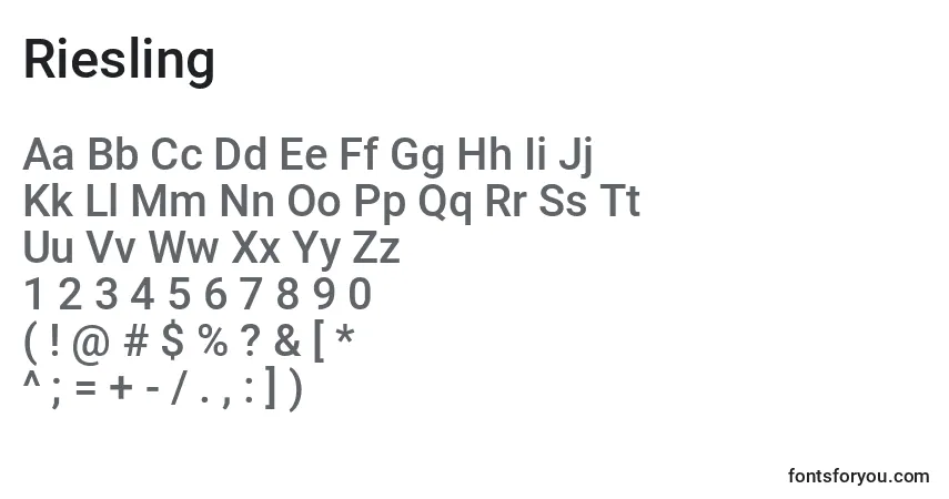 Шрифт Riesling – алфавит, цифры, специальные символы