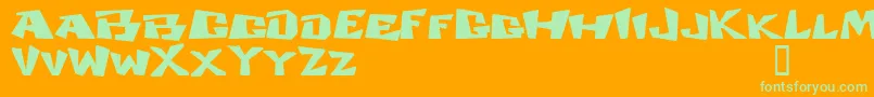 CosmicDudeDemo-Schriftart – Grüne Schriften auf orangefarbenem Hintergrund