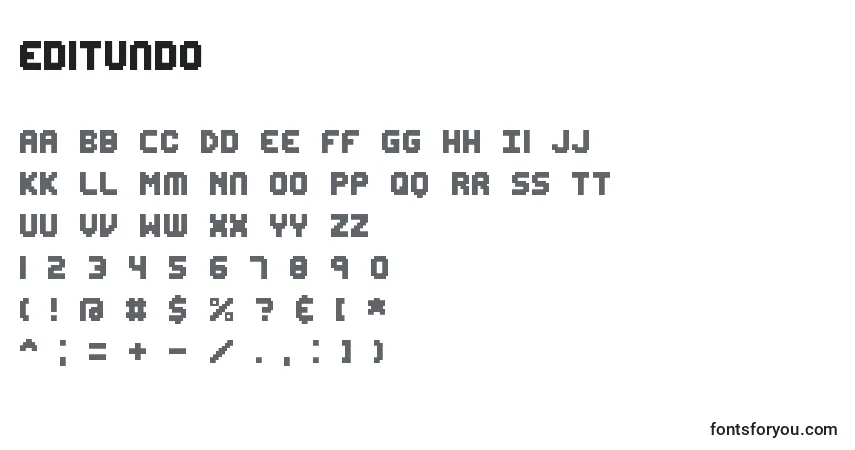 Czcionka Editundo – alfabet, cyfry, specjalne znaki