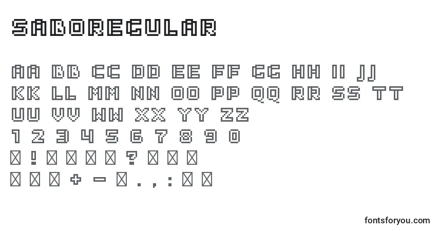 Czcionka SaboRegular – alfabet, cyfry, specjalne znaki