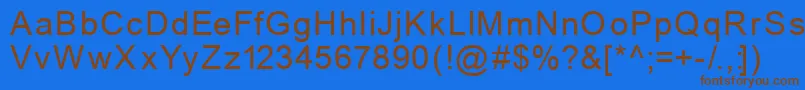 フォントMechanics – 茶色の文字が青い背景にあります。