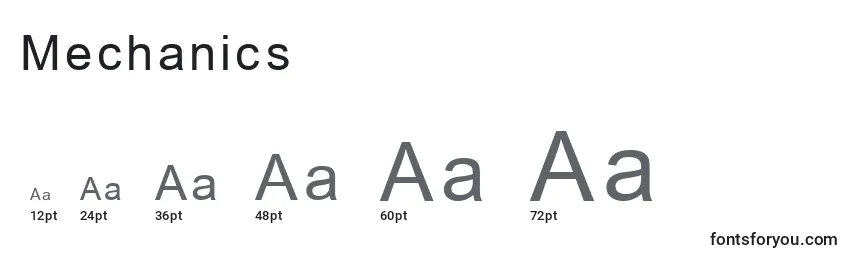 Größen der Schriftart Mechanics