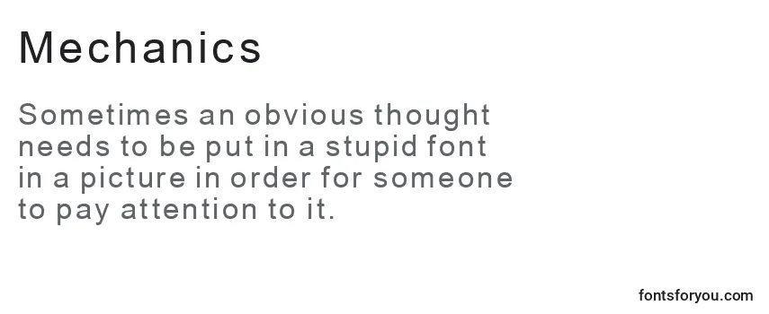 Review of the Mechanics Font