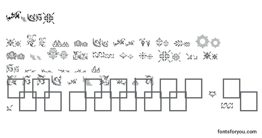 Czcionka Fleur – alfabet, cyfry, specjalne znaki