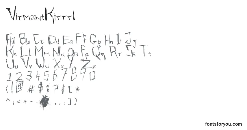 A fonte VirmeentKirrrl – alfabeto, números, caracteres especiais