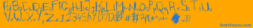 VirmeentKirrrl-Schriftart – Blaue Schriften auf orangefarbenem Hintergrund