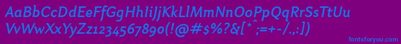 Fonte OtariMediumitalic – fontes azuis em um fundo violeta